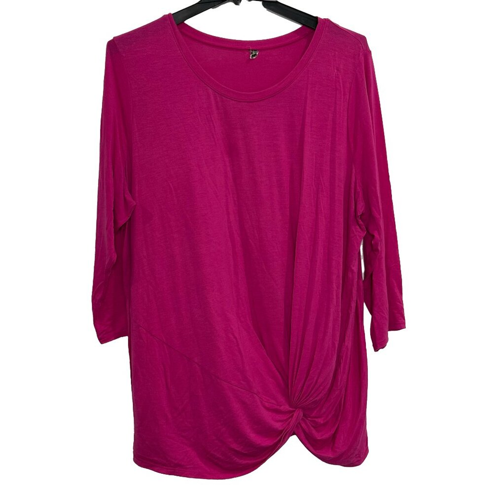 Women's Xersion Long Sleeve Neon Pink Berry Workout Top Size 2X Gibson Twist